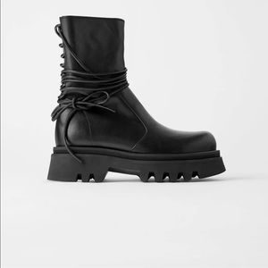 Zara Laced Leather Ankle Boots